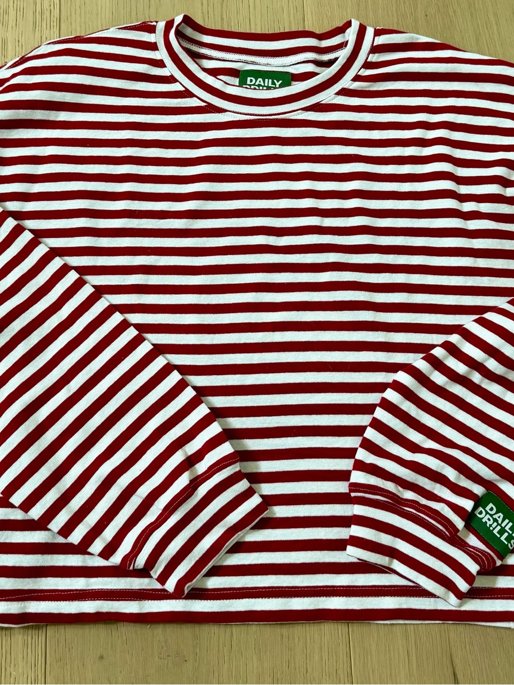 Daily Drills Red and White Striped Long Sleeve Kids Tee
